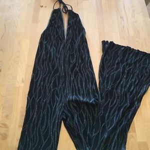 70's Vintage Halter bodysuit with sparkles XS